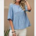 European and American lace hollow women's casual solid color top