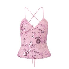 Sleeveless Personality Embroidered Beaded Strapless Camisole