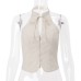 European and American Style Women's Fashion Street Design Sense Retro Fitted Backless Short Top