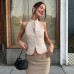 European and American Style Women's Fashion Street Design Sense Retro Fitted Backless Short Top