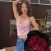 European Women's Fashion Spicy Girl Sexy Pure Desire Pleated Flower Decorative Halter Backless Top