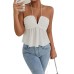 Deep V-Neck Ruffle Trim Sleeveless Fitted Women's Blouse Deep V-Neck Ruffle Trim Sleeveless Fitted Women's Blouse