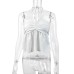 Deep V-Neck Ruffle Trim Sleeveless Fitted Women's Blouse Deep V-Neck Ruffle Trim Sleeveless Fitted Women's Blouse