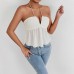 Deep V-Neck Ruffle Trim Sleeveless Fitted Women's Blouse Deep V-Neck Ruffle Trim Sleeveless Fitted Women's Blouse