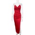 V-neck Sexy Fitted Backless Slit Strapless Long Dress