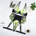 Circle gathering sexy perspective embroidery contrasting color lingerie set