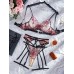 Floral Embroidery Eyelash Lace Sexy Complex Bandage Sexy Underwear Four Piece Set