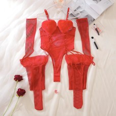 Love Chain Decorative Lace Cross Tie Adjustable Tight Bodyshaping Sexy Underwear Set