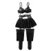 Lace Mesh Perspective Splicing Butterfly Knot Decorative Sexy Underwear Short Skirt Four Piece Set