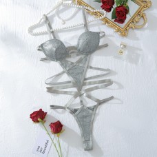 Sexy pure desire hot temptation no need to take off sexy jumpsuit with steel ring