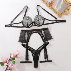 Sexy Perspective Lace Mesh Collection Slimming and Shaping Sexy Underwear Four Piece Set