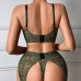 Snake print comfortable back shaping sexy lingerie split set