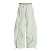 Small Plaid Loose Wide-Leg Trousers with Drawstring Pleat Design for Men