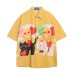Unique Fun Cartoon Print Loose Short Sleeve Shirt American Trend Men's Summer Retro Casual Turn-Down Collar Shirt