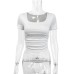 Short sleeved square neck slim fit T-shirt
