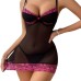 Perspective sleepwear with butterfly lace and sexy lingerie two-piece set