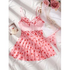 Cute Girl Cherry Love Pajama Underwear Two Piece Set