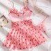 Cute Girl Cherry Love Pajama Underwear Two Piece Set