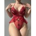 Sexy lace seduction opening jumpsuit women's hot hollow out uniform sexy