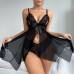Hanging neck mesh sheer pajama nightgown set Hanging neck mesh sheer pajama nightgown set