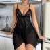 Hanging neck mesh sheer pajama nightgown set Hanging neck mesh sheer pajama nightgown set