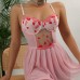 Love Net Cloth Exposed Back Perspective Low cut Steel Circle Sexy Sex Sleeping Skirt Two Piece Set Love Net Cloth Exposed Back Perspective Low cut Steel Circle Sexy Sex Sleeping Skirt Two Piece Set
