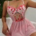Love Net Cloth Exposed Back Perspective Low cut Steel Circle Sexy Sex Sleeping Skirt Two Piece Set Love Net Cloth Exposed Back Perspective Low cut Steel Circle Sexy Sex Sleeping Skirt Two Piece Set
