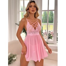 Lace Lace Splicing Perspective Nightclub Deep V Temptation Sex Sleeping Skirt