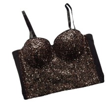Sexy strapless sequins slim fit and slimming waist tied vest with camisole straps