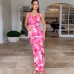 Printed Sexy Backless Waist-tightening Bodycon Strapless Dress