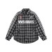 Splicing and contrasting checkered long sleeved shirt