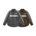 Splicing and contrasting checkered long sleeved shirt