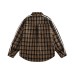 Splicing and contrasting checkered long sleeved shirt