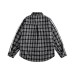 Splicing and contrasting checkered long sleeved shirt