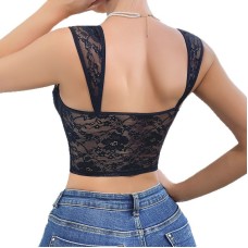 Lace perspective mesh beautiful back corset top