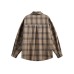 Pocket checkered men's long sleeved shirt