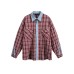Splicing denim checkered men's and women's loose shirt