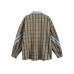 Splicing denim checkered men's and women's loose shirt