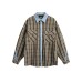 Splicing denim checkered men's and women's loose shirt