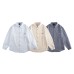 Striped embroidered long sleeved shirt for men and women