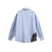 Splicing cashew flower striped long sleeved shirt for men