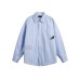 Splicing cashew flower striped long sleeved shirt for men