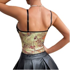 Sexy vest top with waist chest wrapped fishbone diamond shape