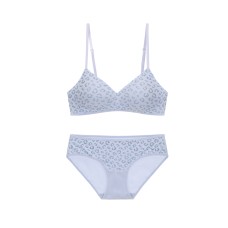 Seamless Women's Invisible Jelly Gel Fixed Cup Small Chest Gathering Soft Support Sexy Deep V Wireless Bra Set