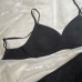 Seamless Women's Invisible Jelly Gel Fixed Cup Small Chest Gathering Soft Support Sexy Deep V Wireless Bra Set