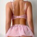 Cross-border Foreign Trade  Fashion Simple Sexy Beaded Chain Transparent Mesh Pleated Lace Strap Lingerie Set