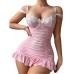 Elegant Lace Sheer Temptation Nightgown and Thong Two-Piece Set