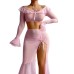 Transparent Mesh Uniform Temptation High Slit Long Skirt Erotic Lingerie Set