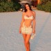 Sexy Transparent Lace Mesh Fitted Strapless Dress Women's Bodycon Skirt Lingerie Dress