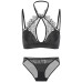 Small Chest Gathering, Large Chest Minimizing, Sexy Backless Women's Thin Lace Halter Bra Set